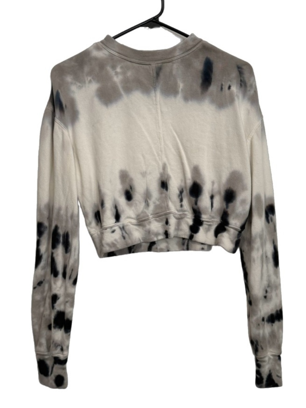 Alice + Olivia Crop Tie-Dye Crewneck Pullover Sweatshirt Gray Black White size S